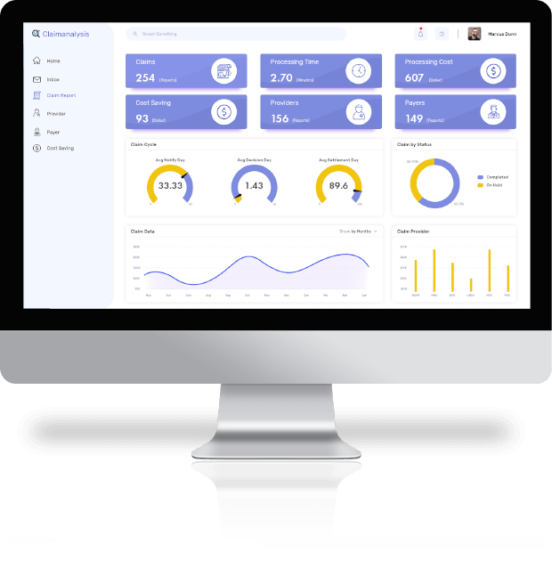 healthcare claims analytics dashboards for health insurance claims processing